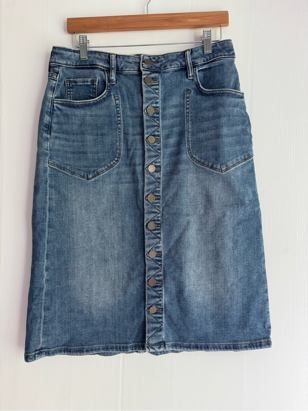 Kut from the Kloth Button-Front Denim Midi Skirt - Blue